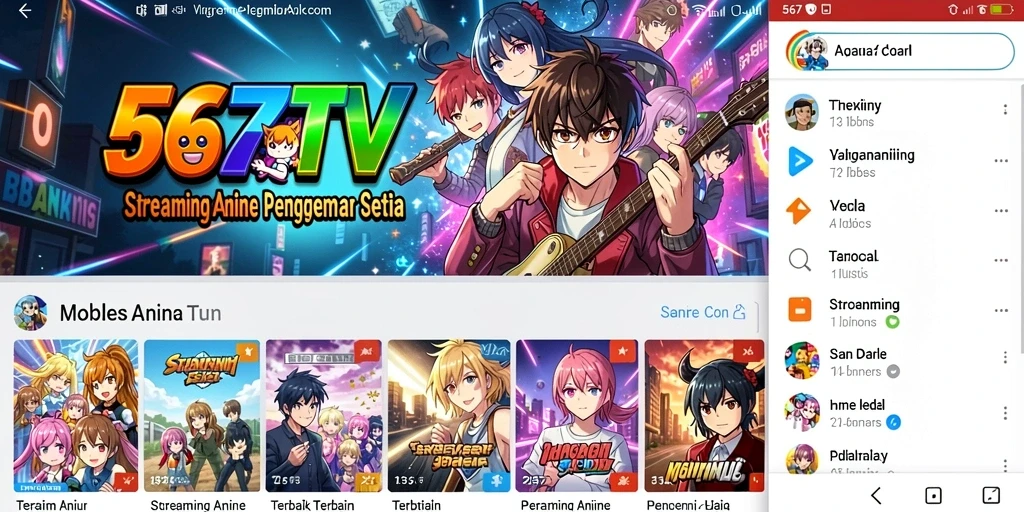 Screenshot gameplay Anime di 567TV menampilkan berbagai judul menarik.