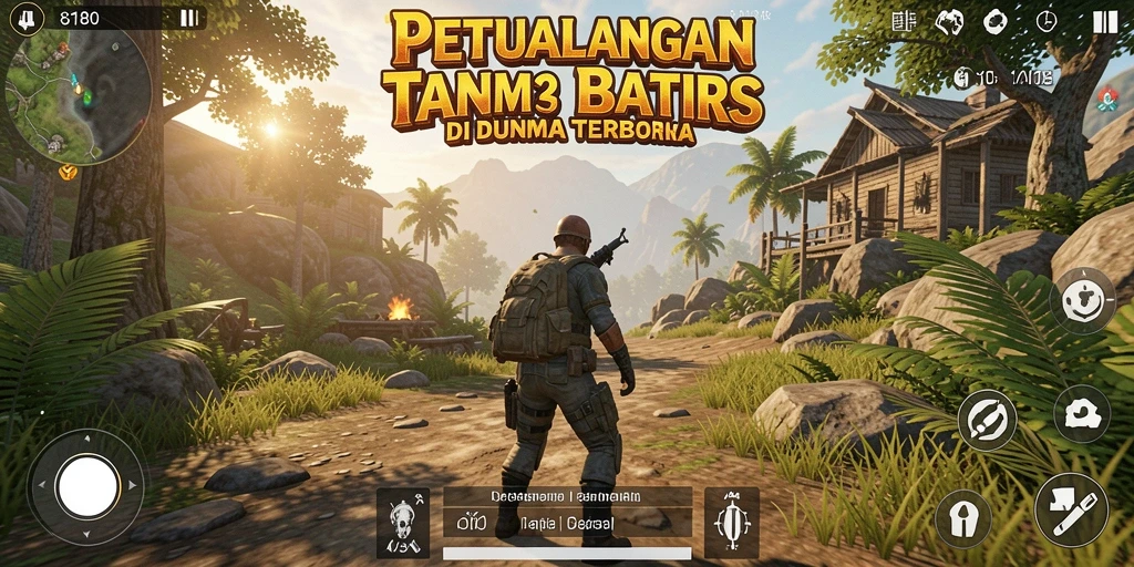 Screenshot menunjukkan pemain menjelajahi dunia terbuka yang menakjubkan.