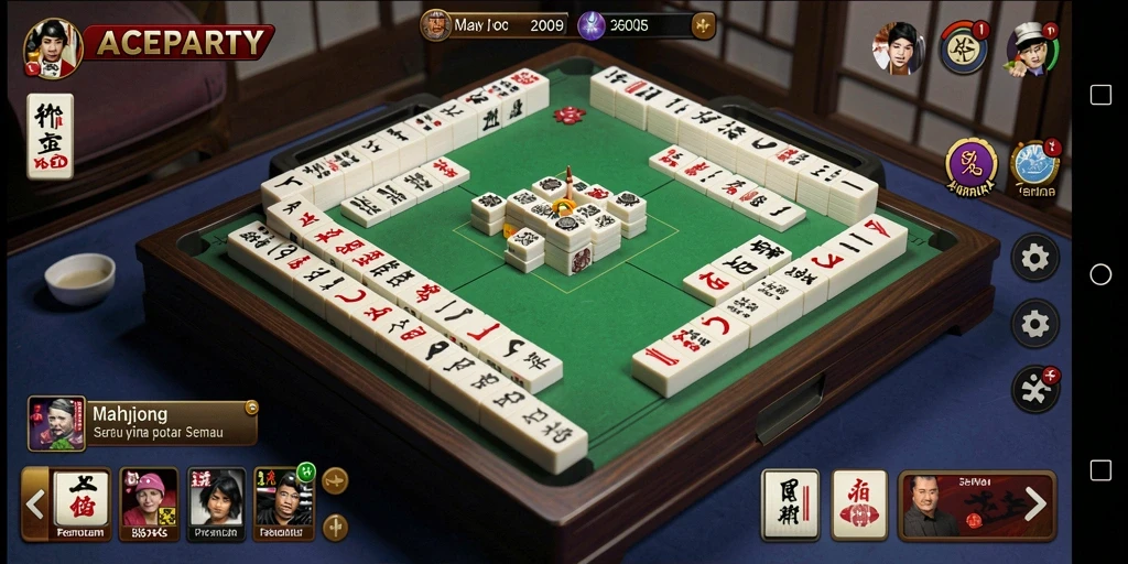 Screenshot ACEPARTY menampilkan gameplay Mahjong yang seru dan interaktif.