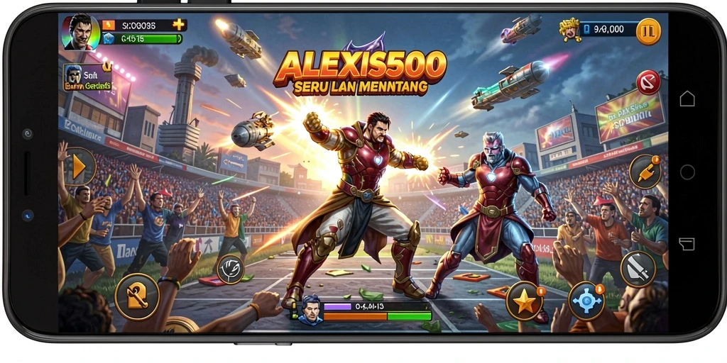 Tampilan gameplay menarik dari ALEXIS500 dengan efek visual yang menakjubkan.