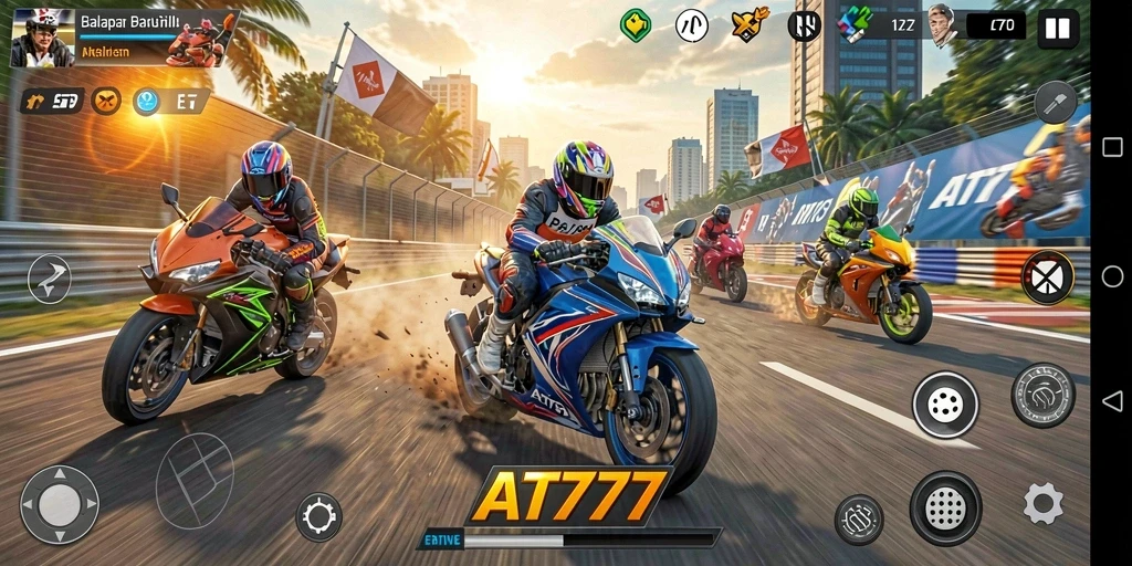 Gameplay balapan motor seru dan penuh aksi di AT777.