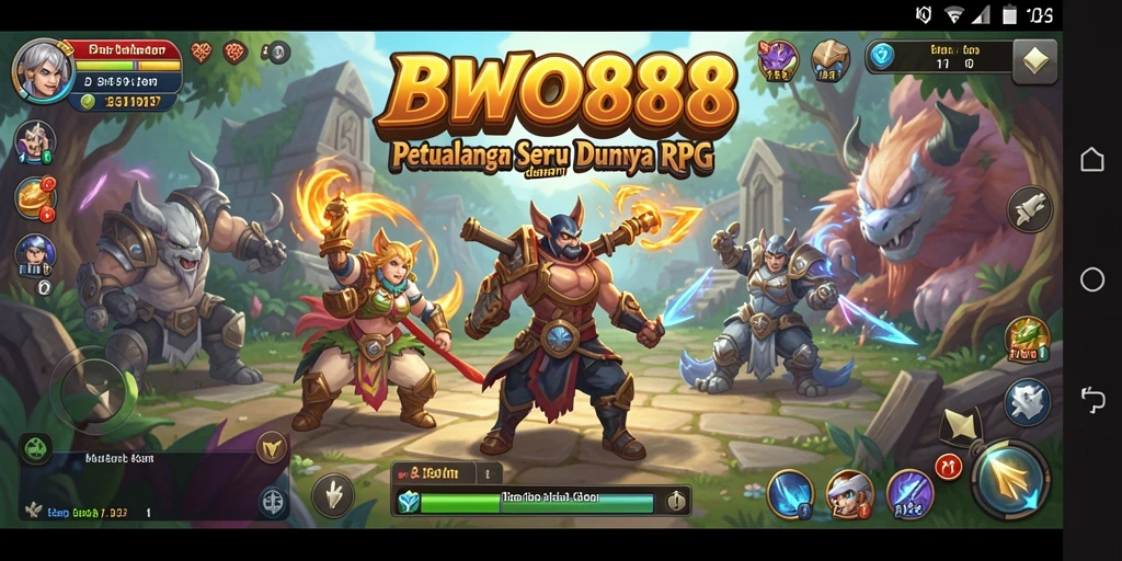 Tampilan gameplay menakjubkan dari BWO888 dengan karakter RPG yang dinamis.