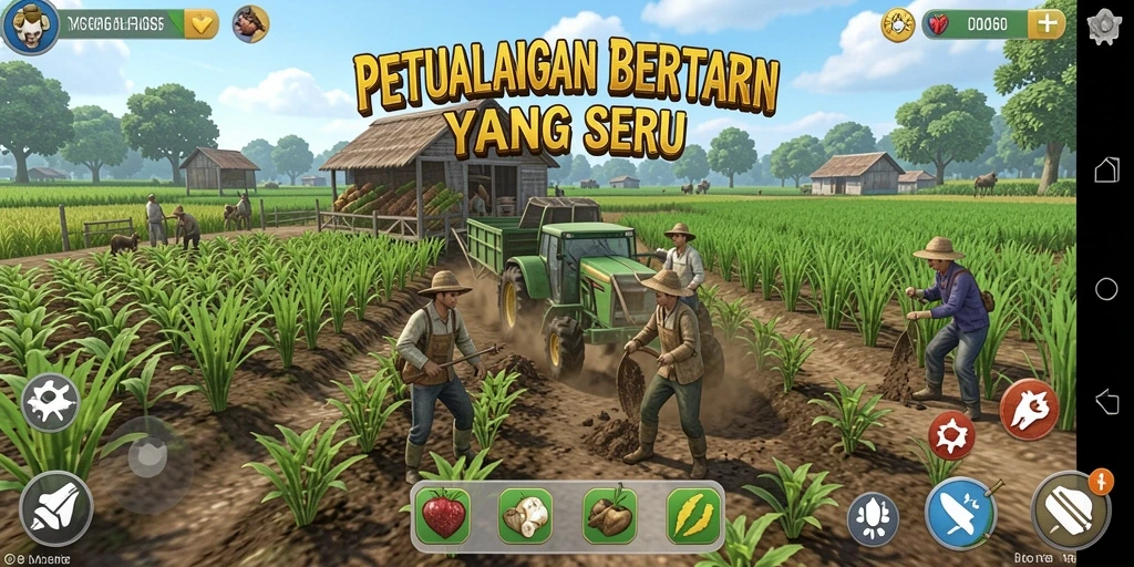 Tampilan gameplay D06 menampilkan kebun yang indah dan penuh warna.