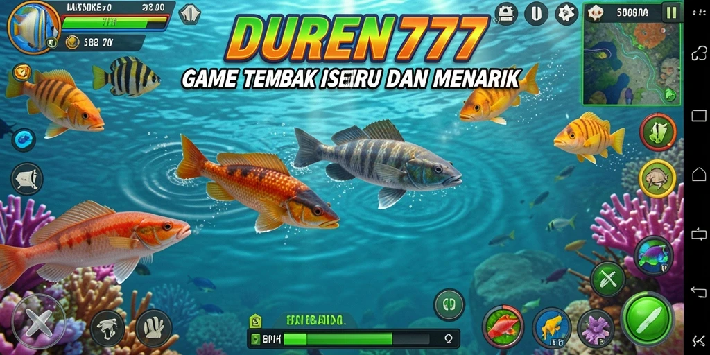 Tampak aksi seru menembak ikan di DUREN777 dengan grafis menarik.