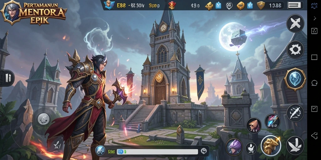 Tangkapan layar gameplay E88 menunjukkan strategi Tower Defense yang intens.