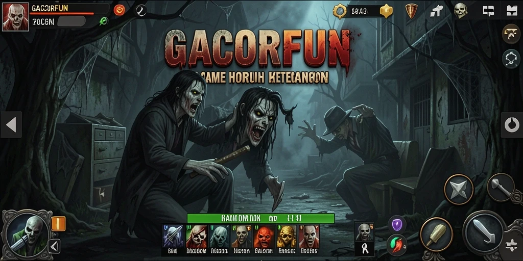 Tangkapan layar GACORFUN menunjukkan momen menegangkan dari gameplay horor.