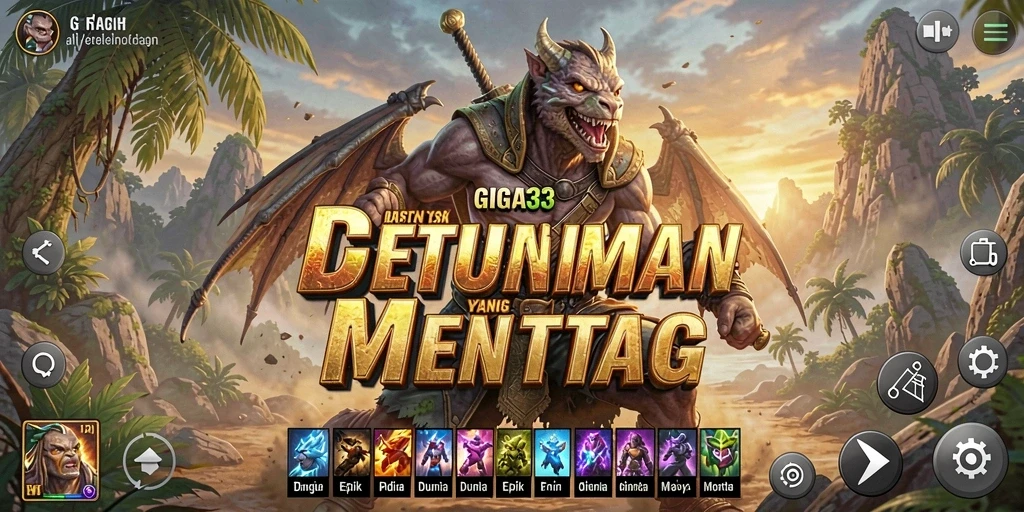 Screenshot utama GIGA33 menunjukkan aksi petualangan seru di lingkungan yang memukau.