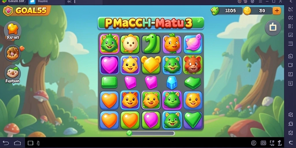 Screenshot gameplay yang menampilkan kombinasi permata Match-3 yang seru.