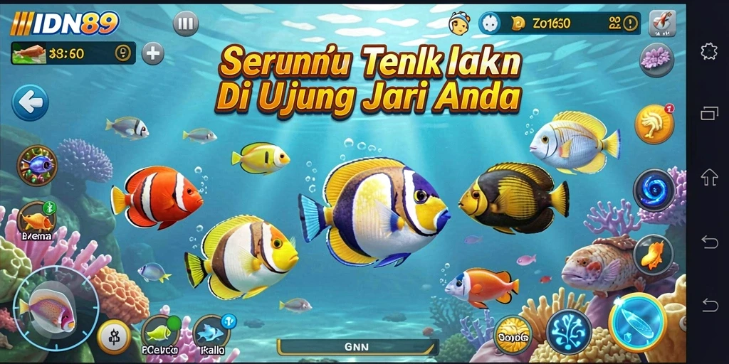 Tampilan gameplay menembak ikan yang seru dan penuh warna.