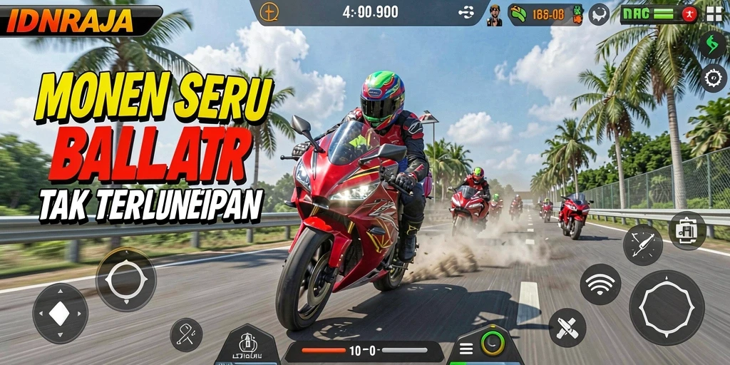 Screenshot IDNRAJA menampilkan balapan motor yang seru dan grafis tajam.