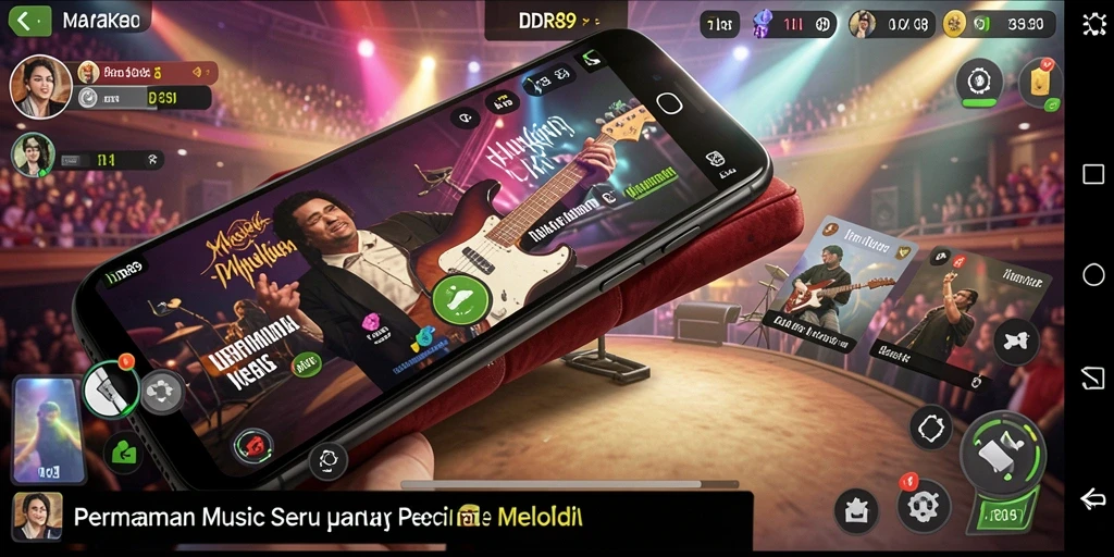 Screenshot IDR89 menunjukkan gameplay menari mengikuti melodi musik.