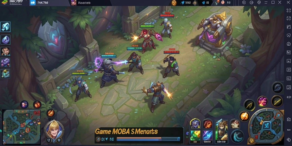 Screenshot menunjukkan karakter dalam pertempuran strategis di INK789.