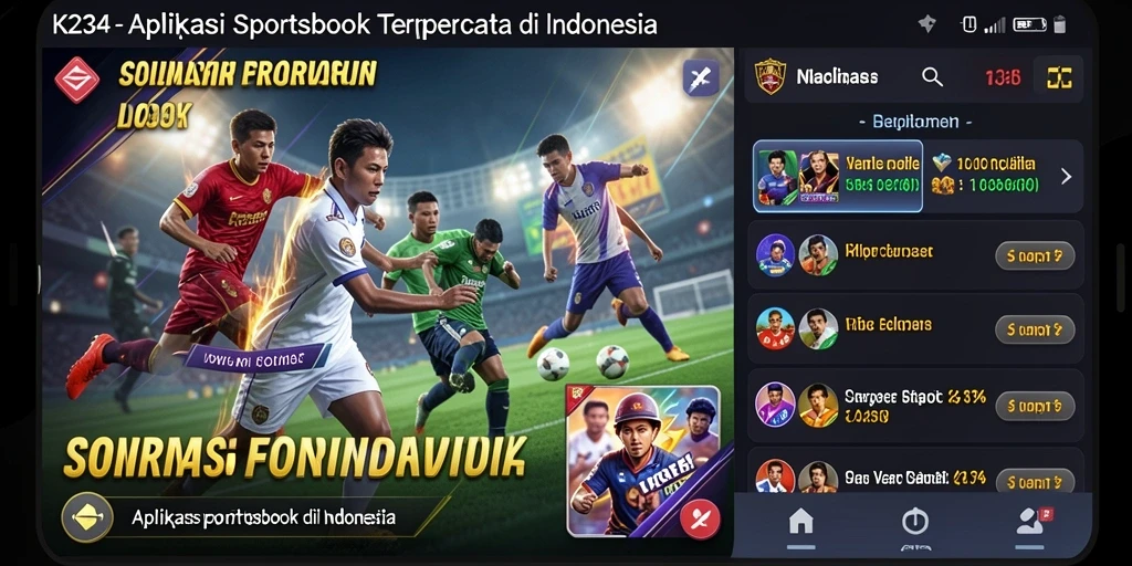 Tampilan gameplay K234 menampilkan berbagai opsi taruhan olahraga.
