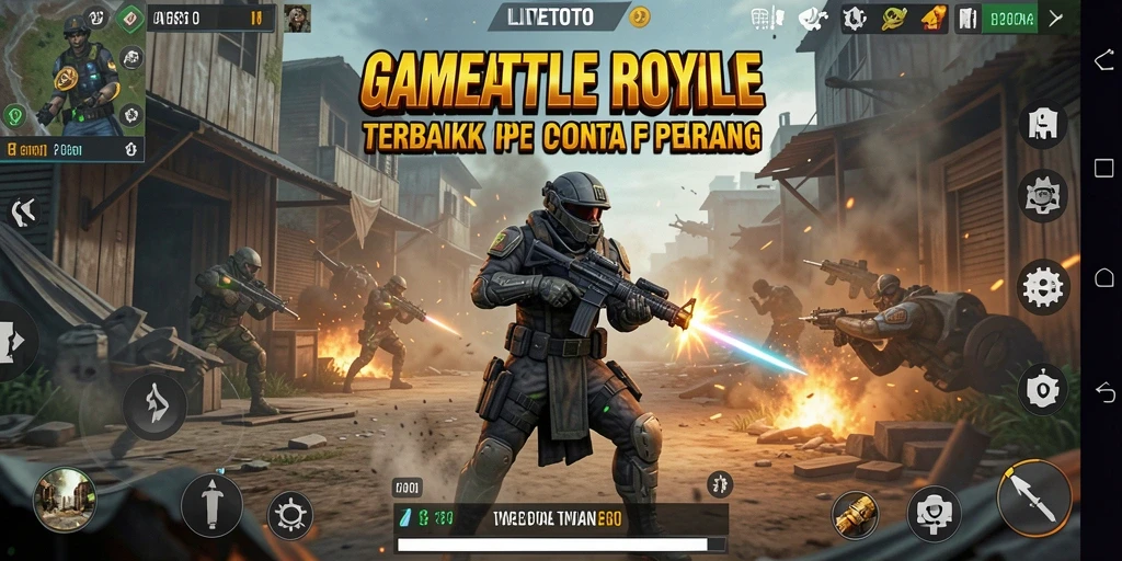 Gameplay LITETOTO menampilkan pertempuran seru dalam arena Battle Royale.