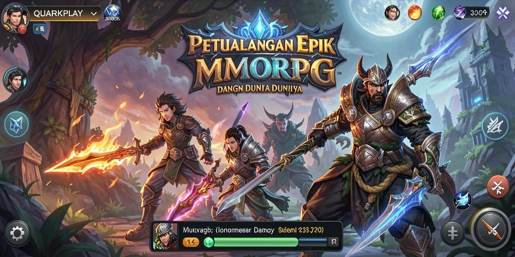 Tampilan gameplay epik di dunia fantastis QUARKPLAY.