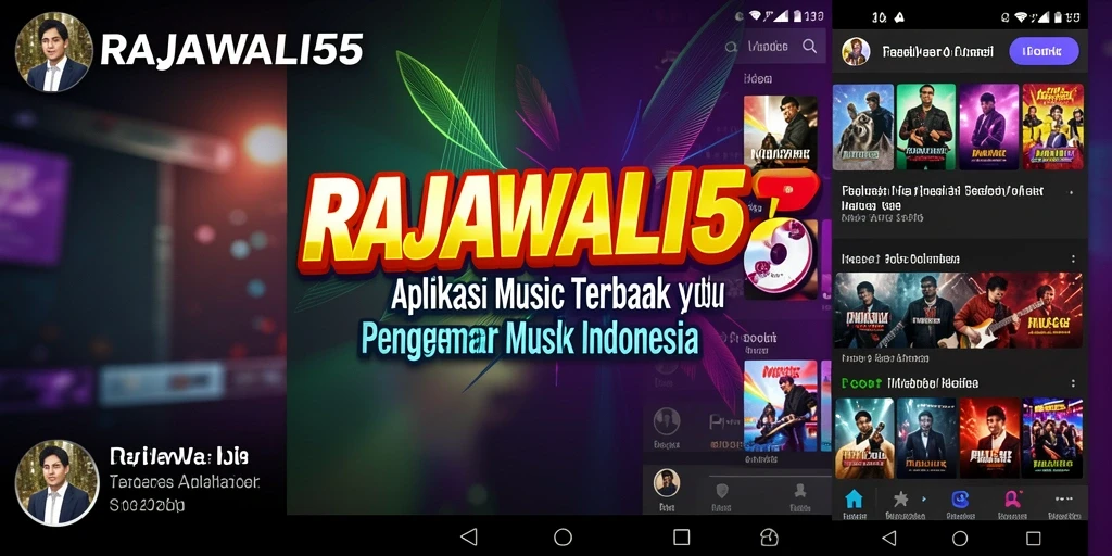 Tangkapan layar dari RAJAWALI55 menunjukkan pengguna menikmati musik dengan antarmuka yang menarik.