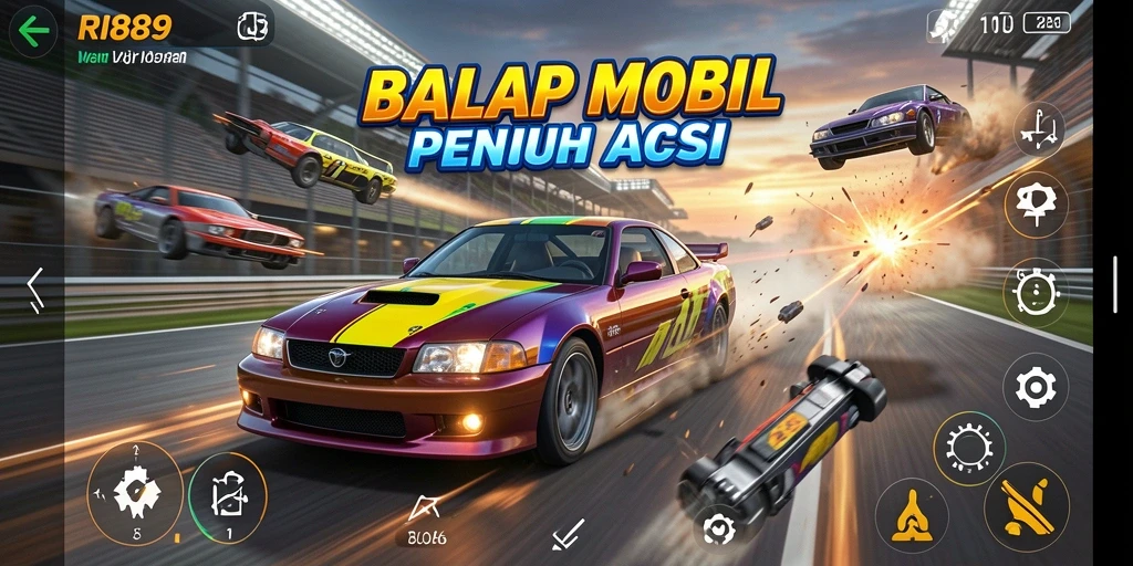 Tampilan gameplay balapan mobil yang menegangkan dan penuh aksi.