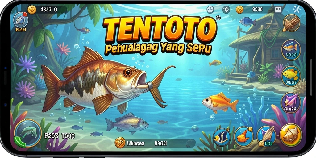 Tampilan gameplay TENTOTO menampilkan momen memancing yang seru dan menantang.